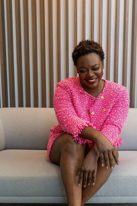 Editorial · pink tweed, candid