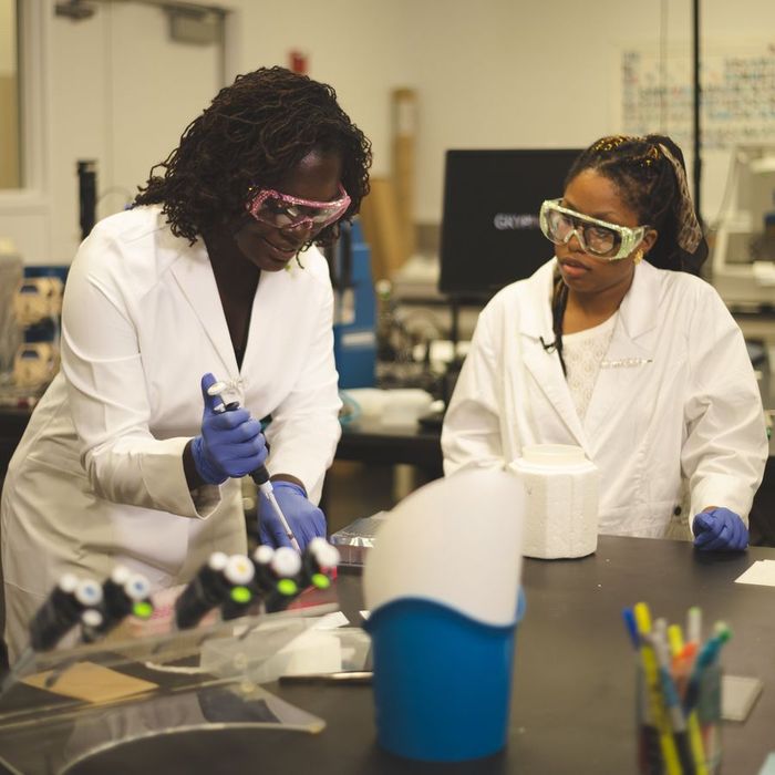 In the lab · pipetting